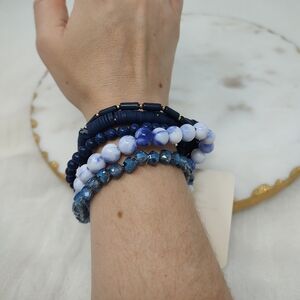Cato Blue and White Beaded Bracelets